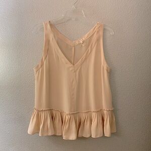 REBECCA Taylor silk top VNeck front/back sleeveless pleated peplum women’s sz 10